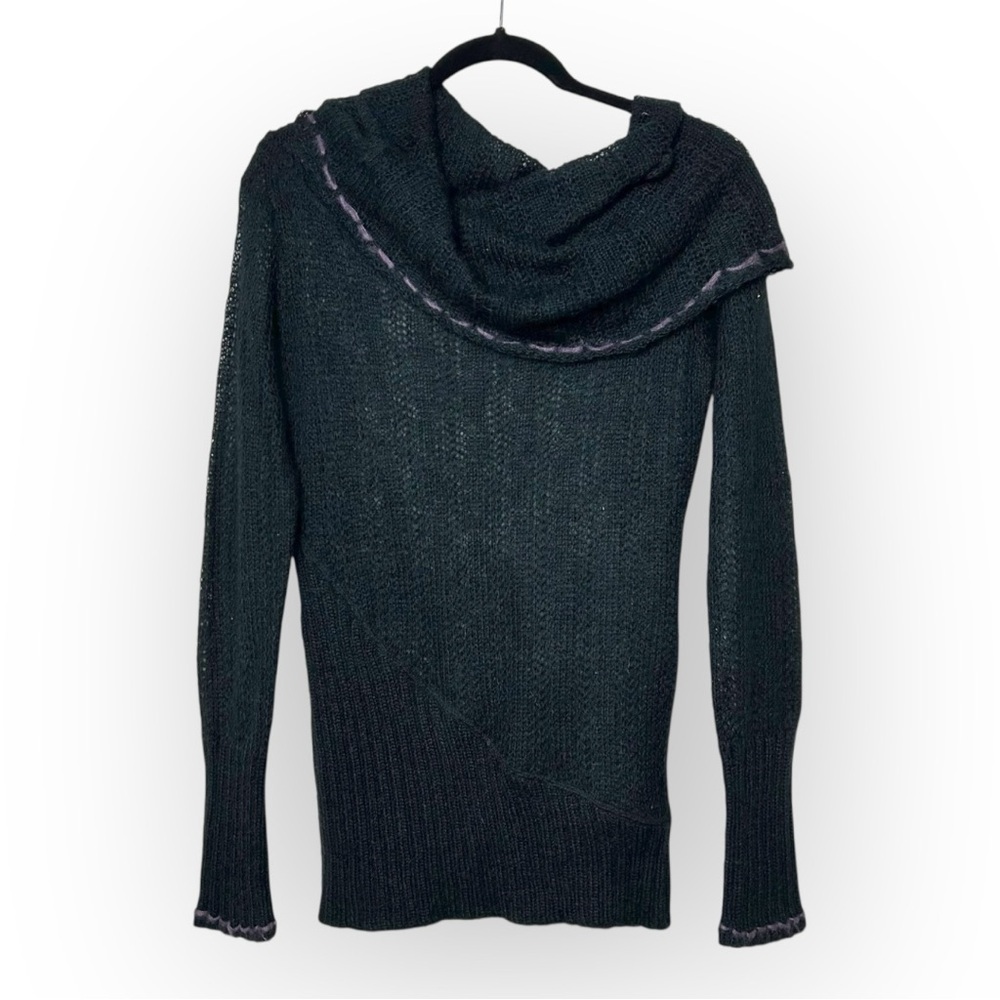 Industry Black Mohair Loose Knit Cowl Neck Sweater M